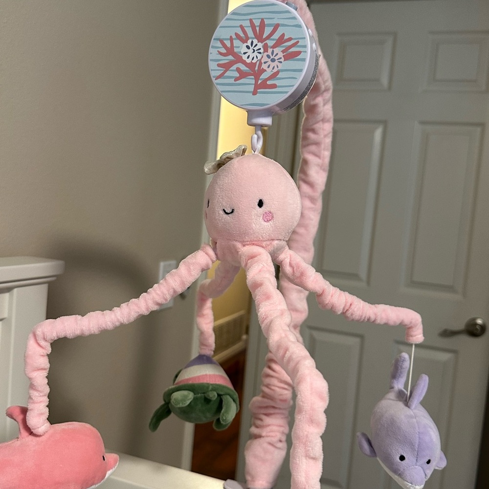 Pink Octopus Plush Baby Mobile